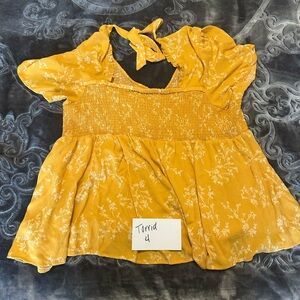 Torrid Mustard Floral Smocked Blouse